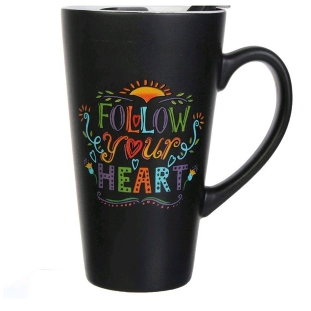 Follow Your Heart Inspirational Mug 16oz Stoneware Coffee Cup Dishwasher Safe